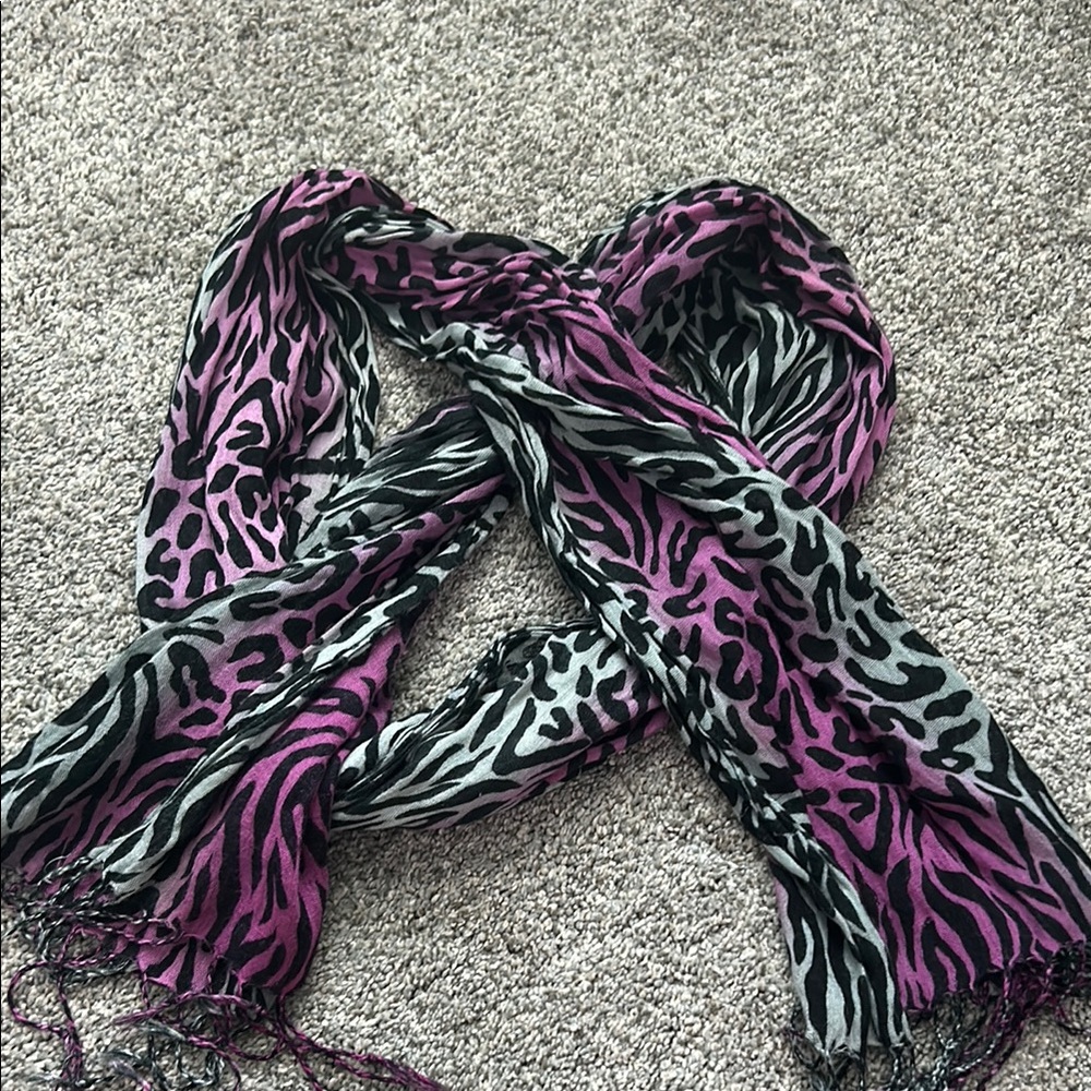 Stylish Pink and Black Animal Print Scarf